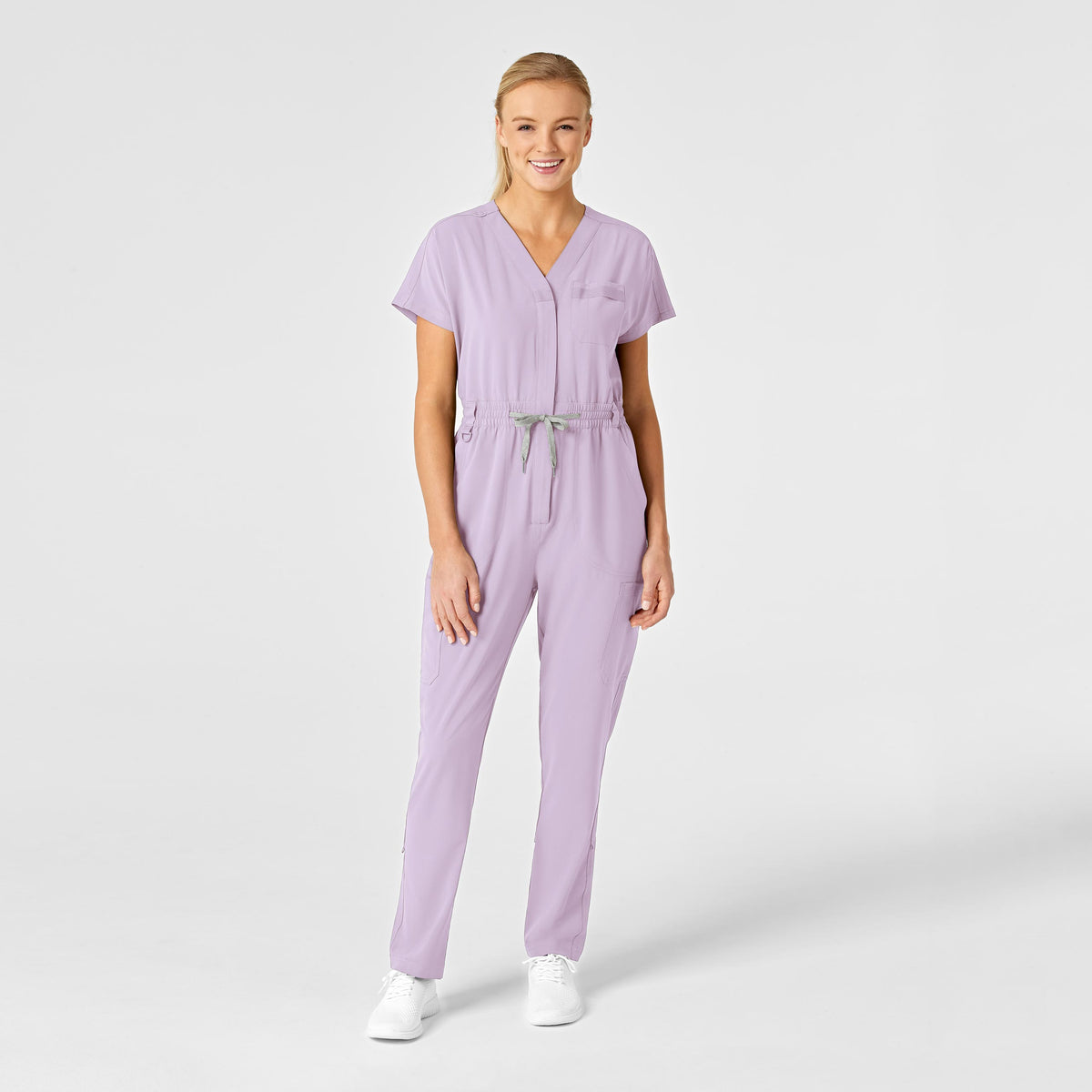 RENEW Women's Zip Front Scrub Jumpsuit Pastel Lilac