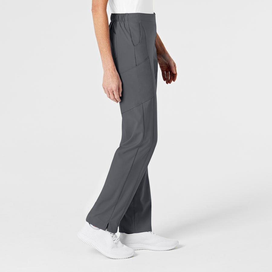 W123 Women's Flat Front Cargo Scrub Pant Pewter side view