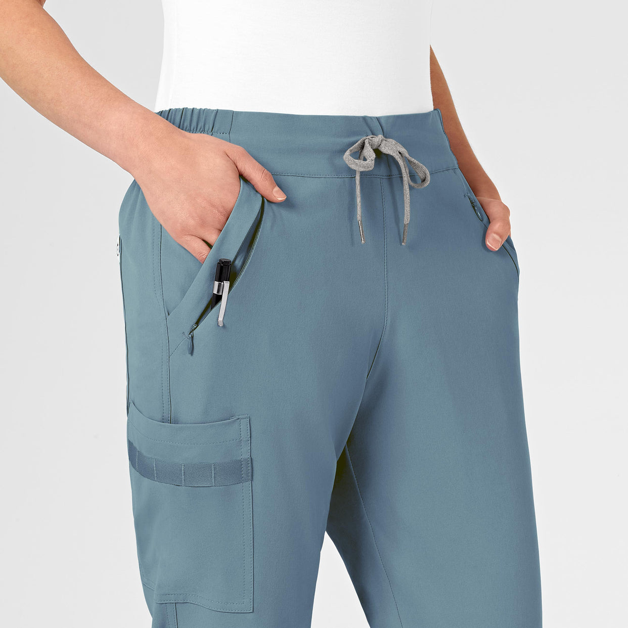 RENEW Women's Jogger Scrub Pant Elemental Blue side detail 1
