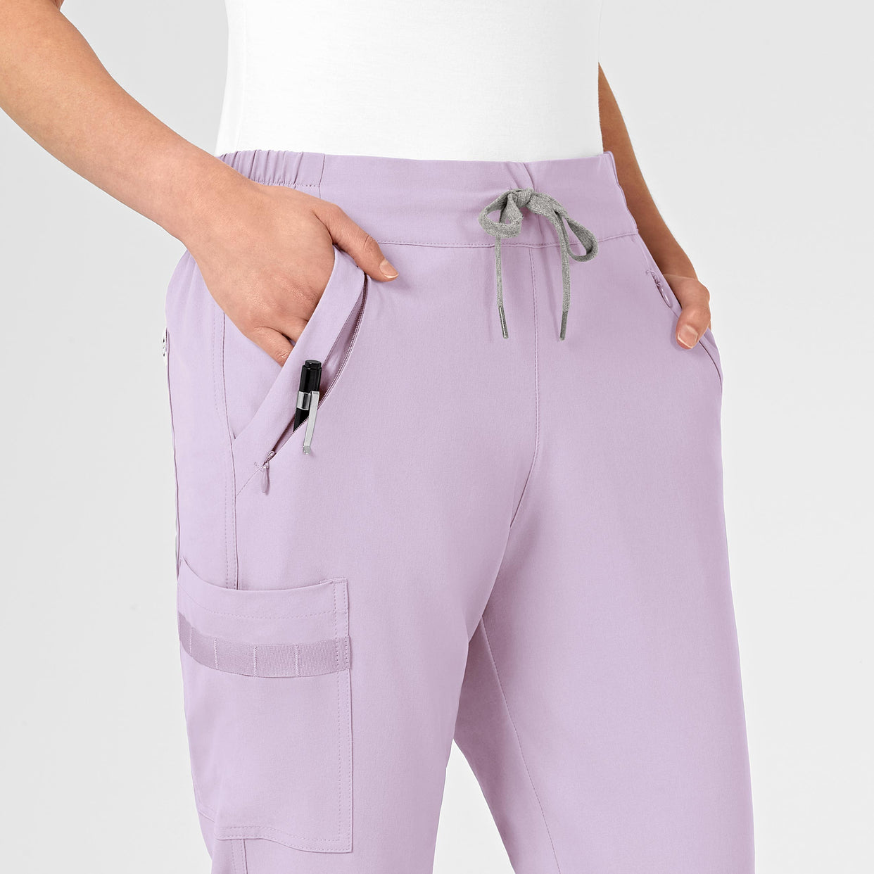 RENEW Women's Jogger Scrub Pant Pastel Lilac pocket detail