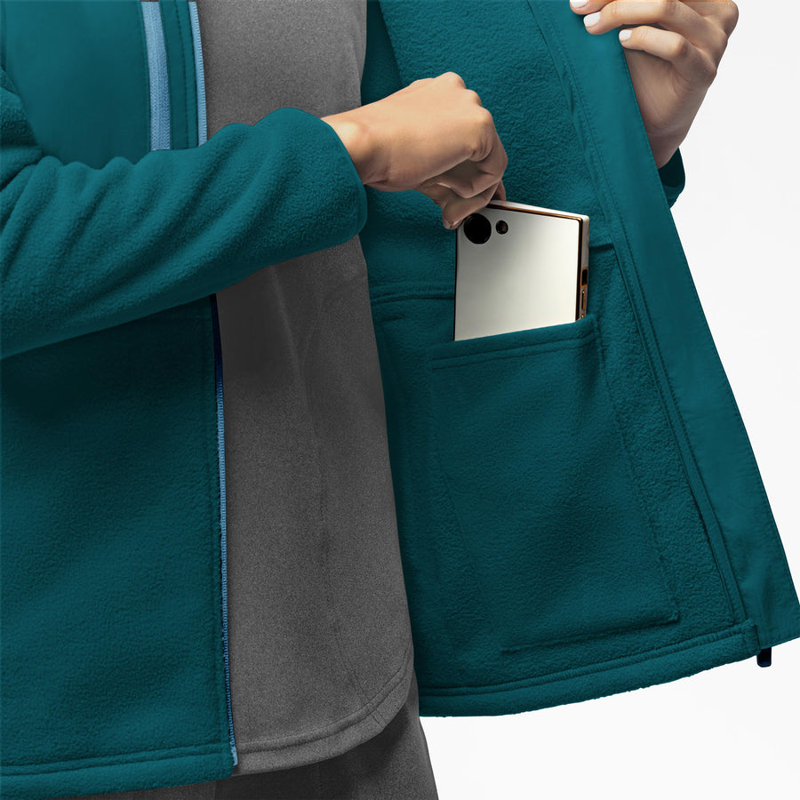 Slate Women's Micro Fleece Zip Jacket Caribbean Blue front detail