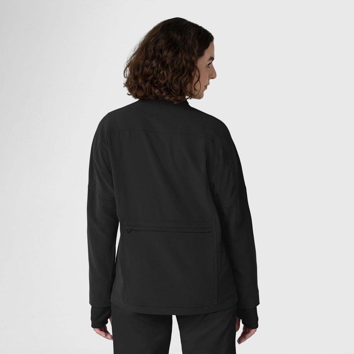 Knits and Layers Women's Germs Happen Packable Scrub Jacket Black back view