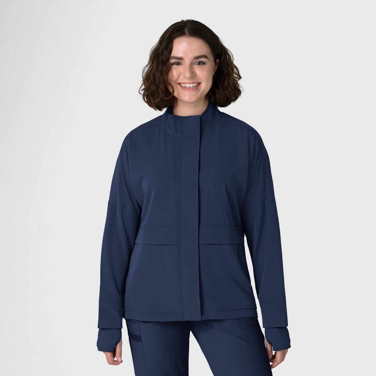 Knits and Layers Women's Germs Happen Packable Scrub Jacket Navy