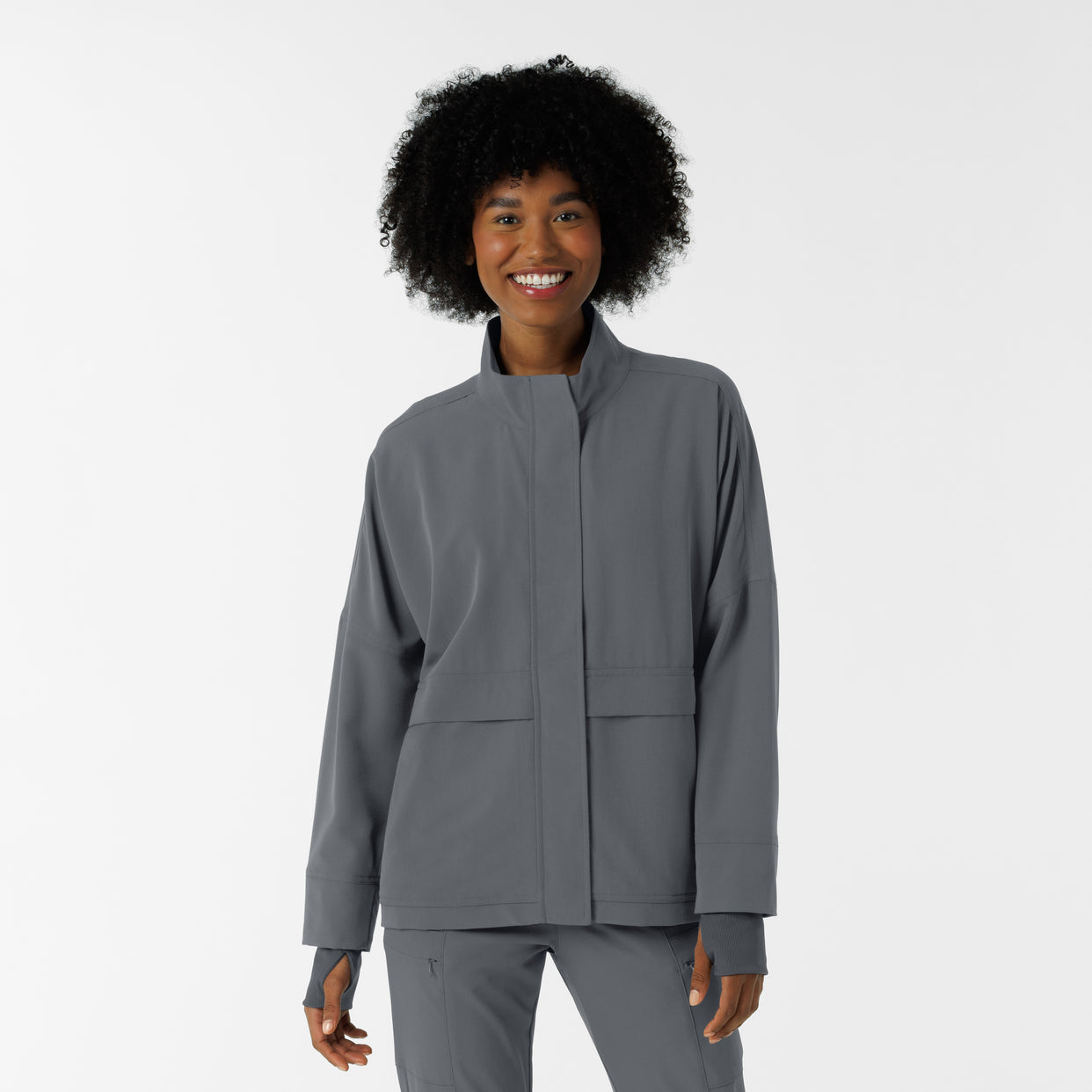 Knits and Layers Women's Germs Happen Packable Scrub Jacket Pewter