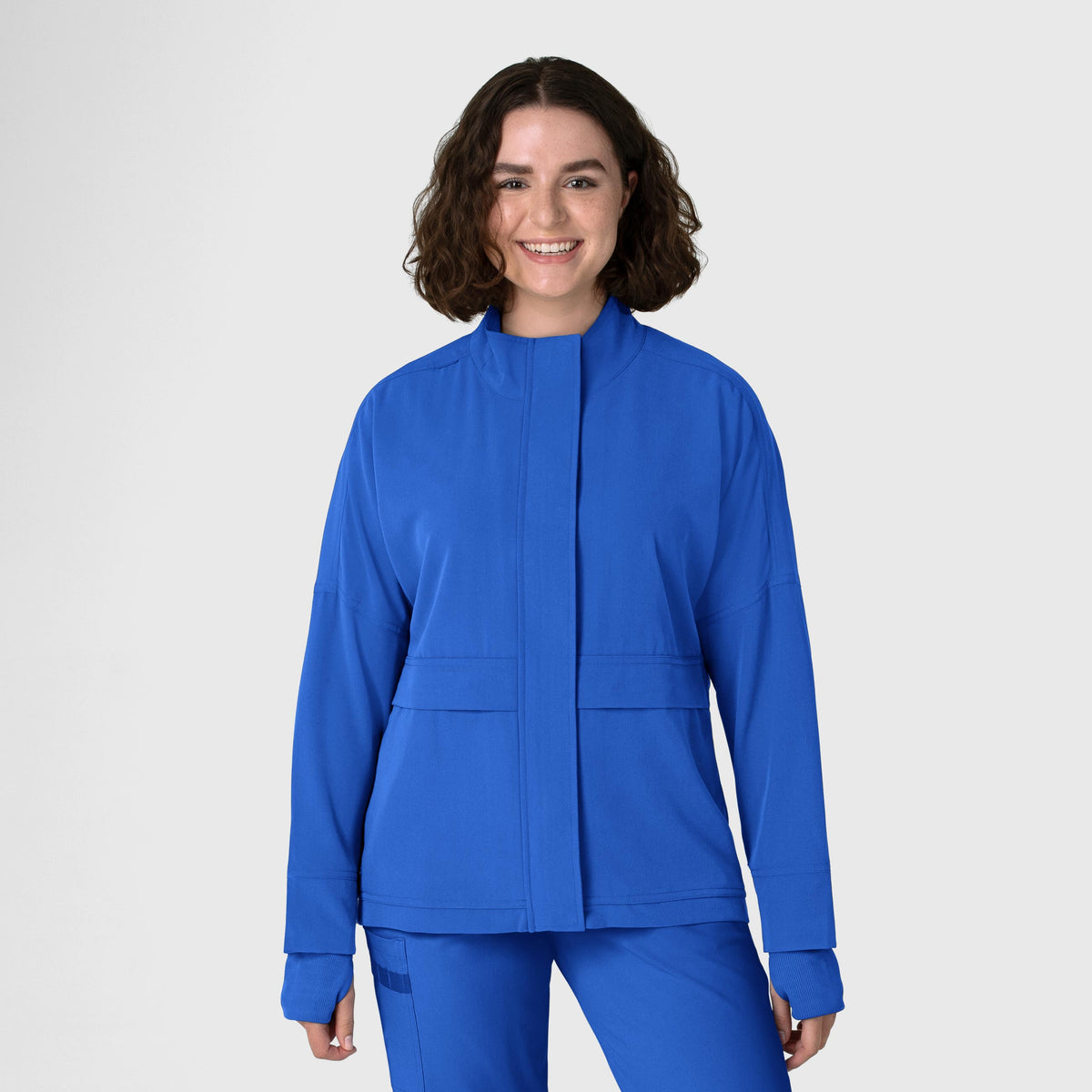 Knits and Layers Women's Germs Happen Packable Scrub Jacket Royal