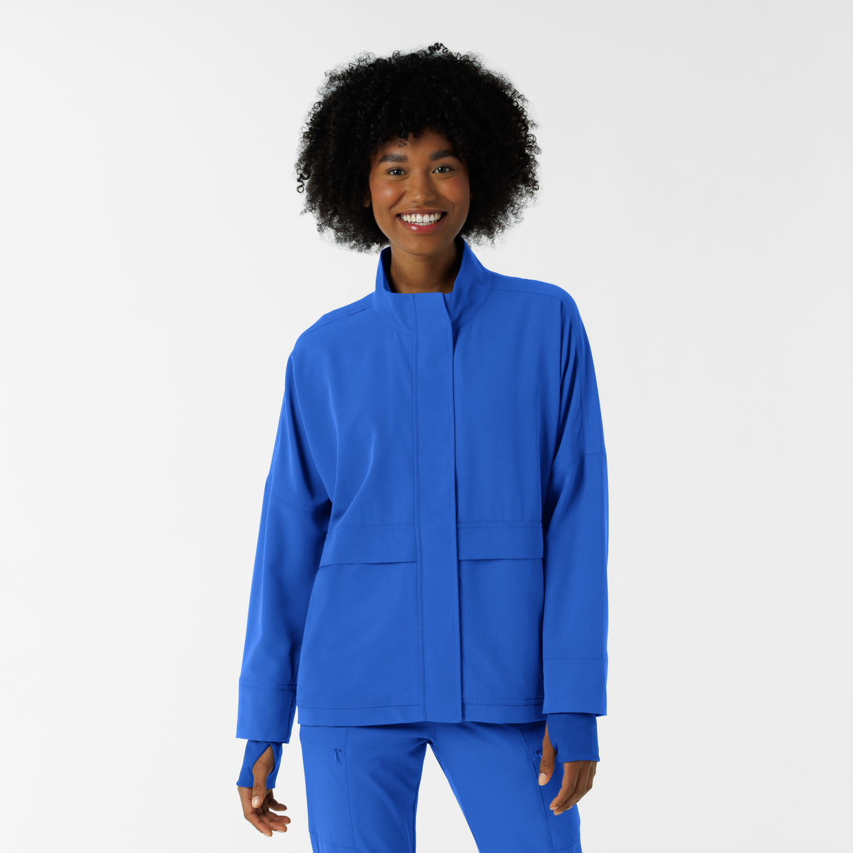 Knits and Layers Women's Germs Happen Packable Scrub Jacket Royal