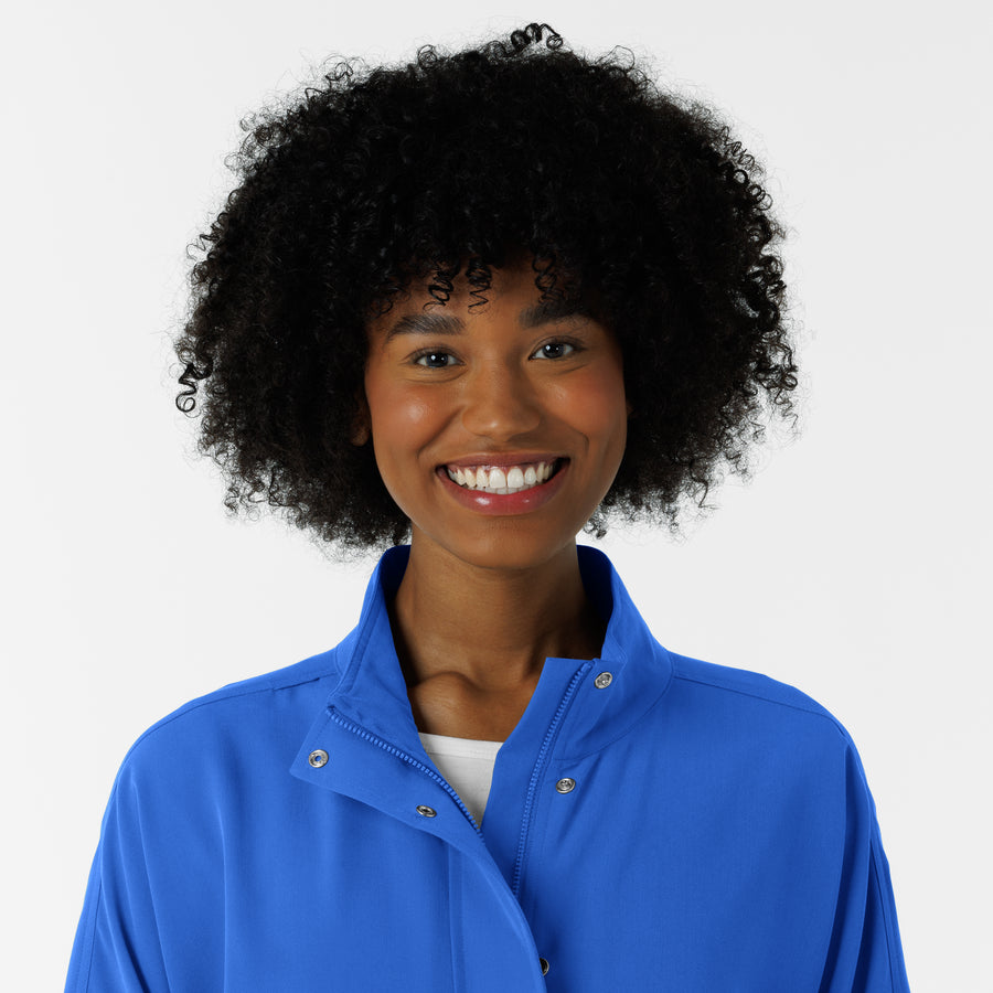 Knits and Layers Women's Germs Happen Packable Scrub Jacket Royal front detail