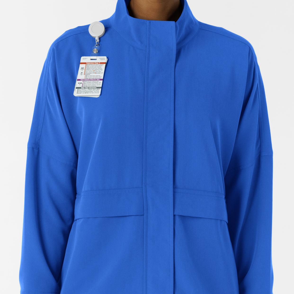 Knits and Layers Women's Germs Happen Packable Scrub Jacket Royal side detail 2