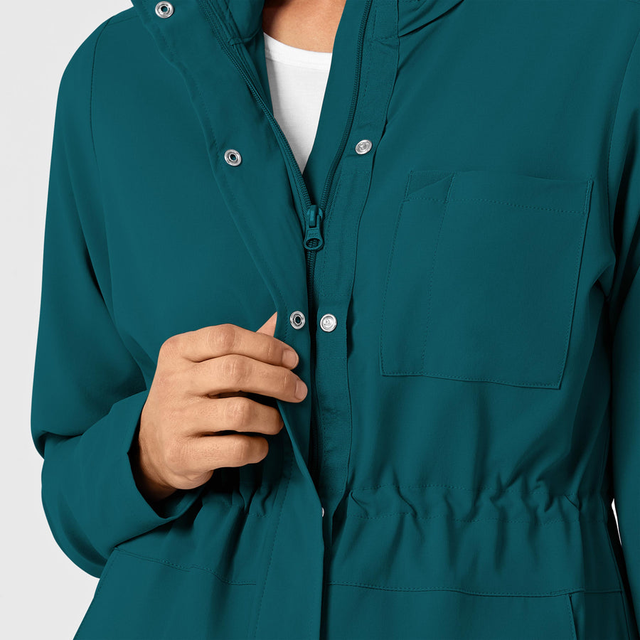 RENEW Women's Convertible Hood Fashion Jacket Caribbean Blue hemline detail