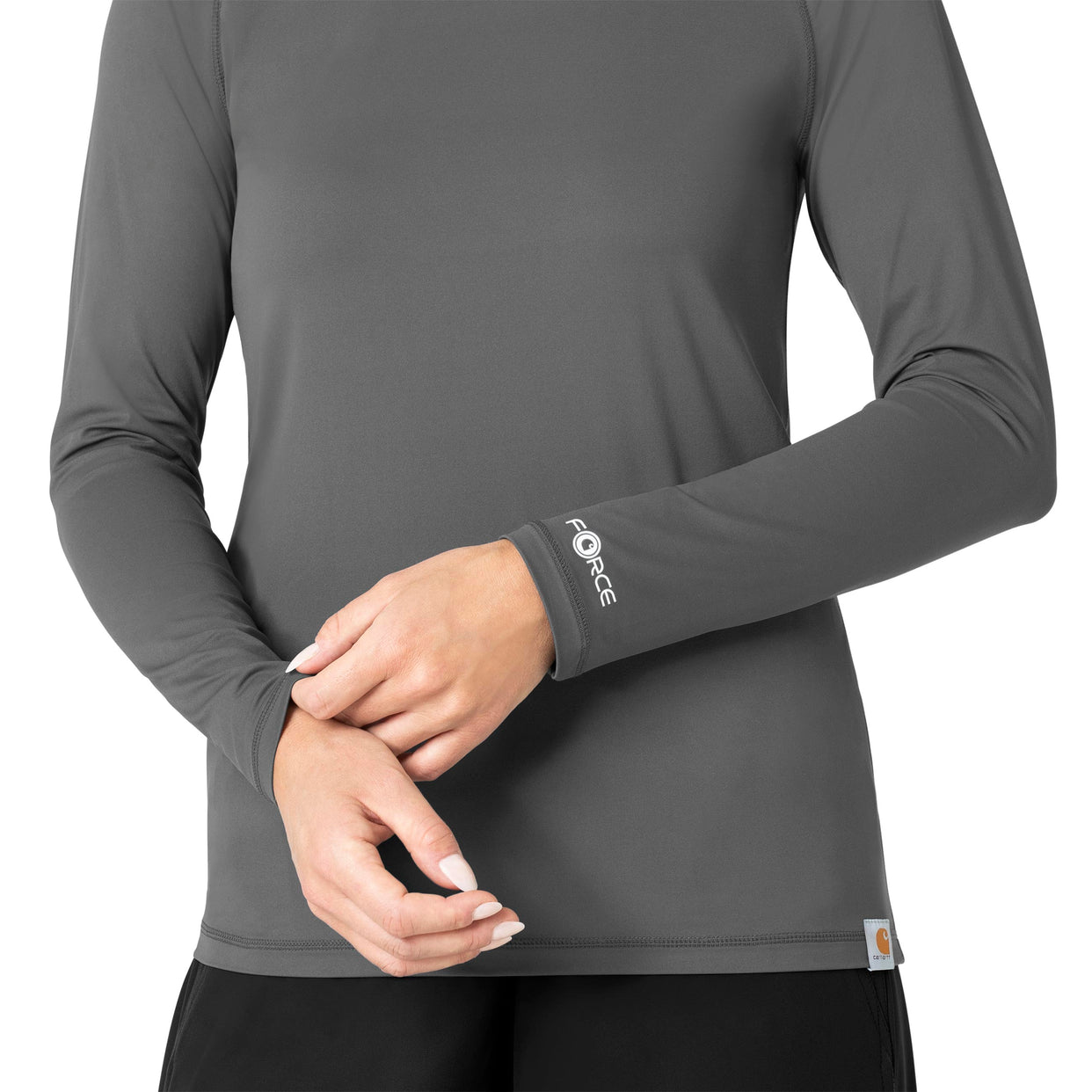 Force Sub-Scrubs Women's Performance Long Sleeve Tee Pewter front detail