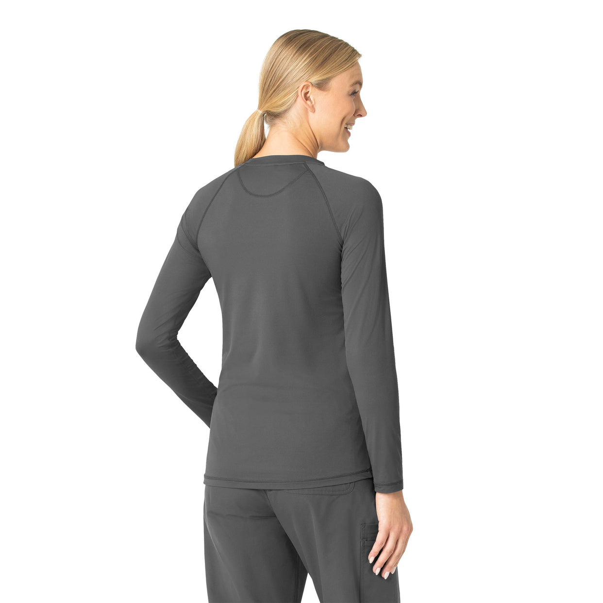 Force Sub-Scrubs Women's Performance Long Sleeve Tee Pewter back view
