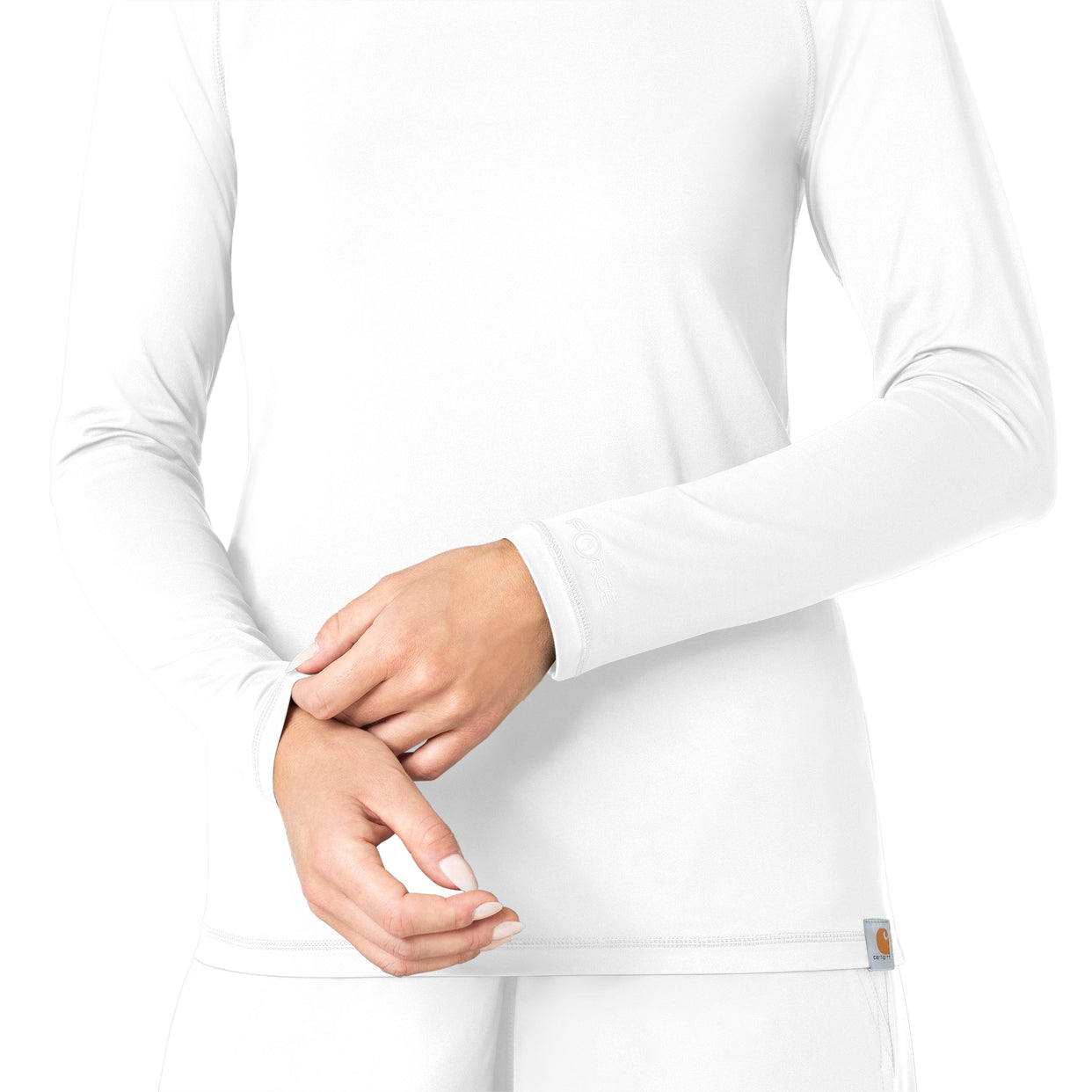 Force Sub-Scrubs Women's Performance Long Sleeve Tee White front detail