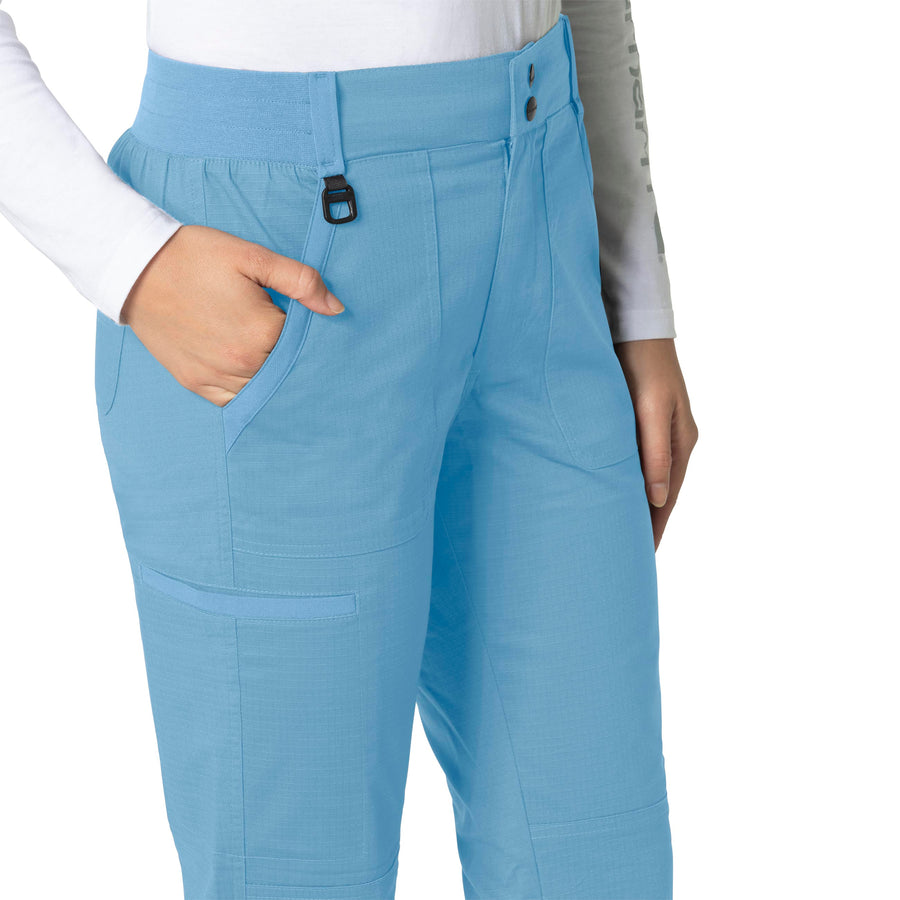 Rugged Flex Ripstop Women's Utility Cargo Scrub Pant Azure Blue side detail 2
