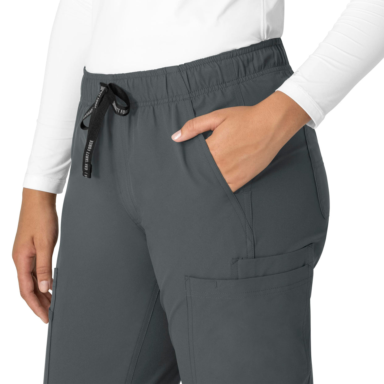 Force Essentials Women's Straight Leg Scrub Pant Pewter side detail 1