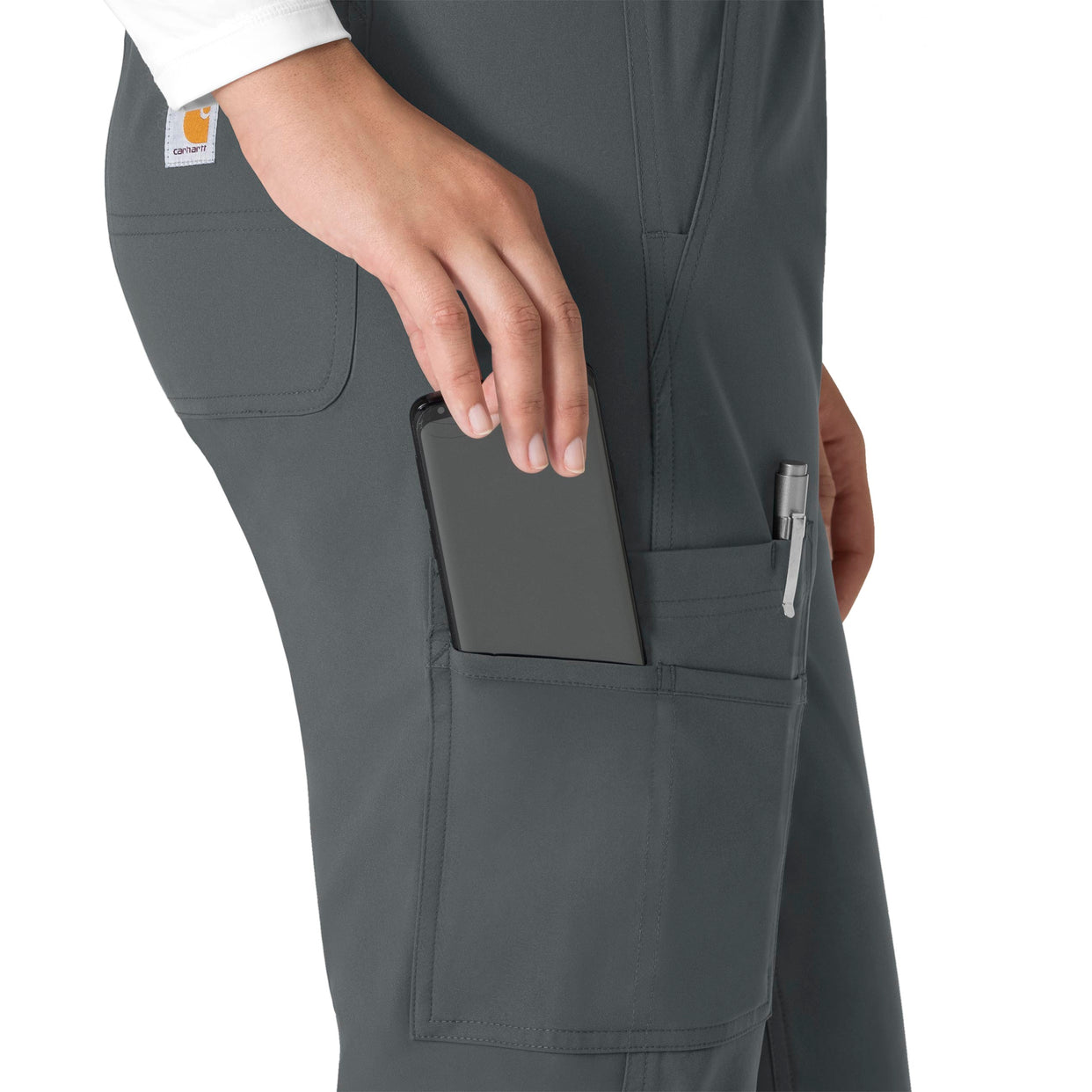 Force Essentials Women's Straight Leg Scrub Pant Pewter hemline detail