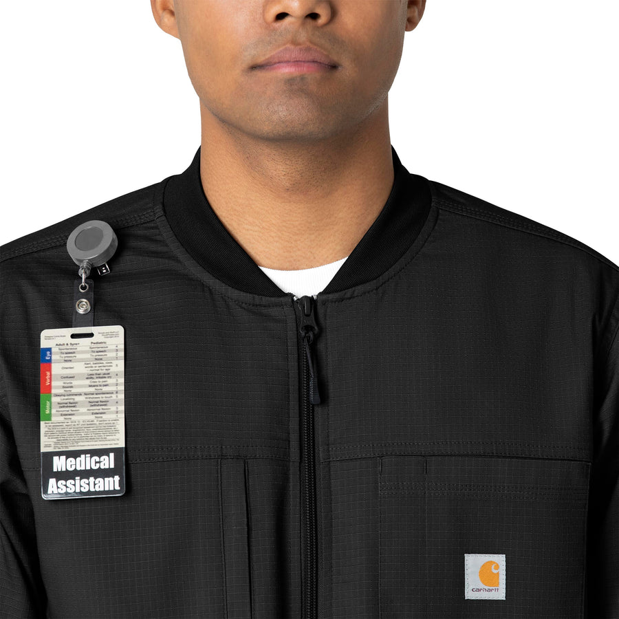 Rugged Flex Ripstop Men's Utility Warm-Up Jacket Black front detail