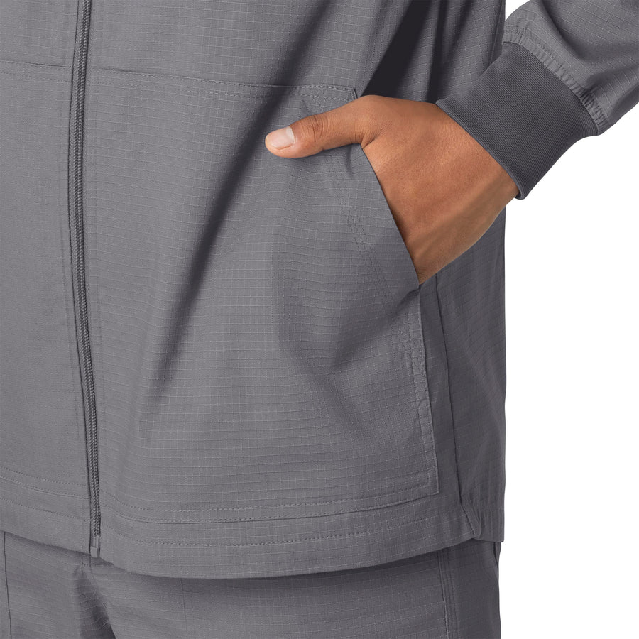 Rugged Flex Ripstop Men's Utility Warm-Up Jacket Pewter hemline detail