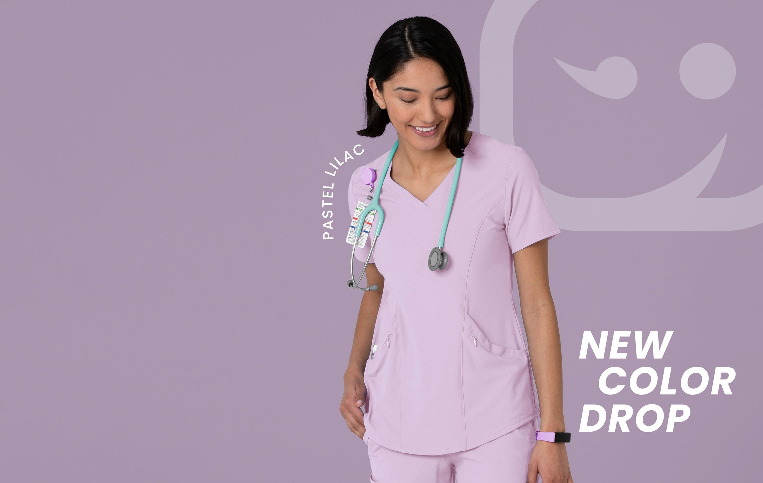 "Pastel Lilac NEW COLOR DROP" Woman in Purple scrubs
