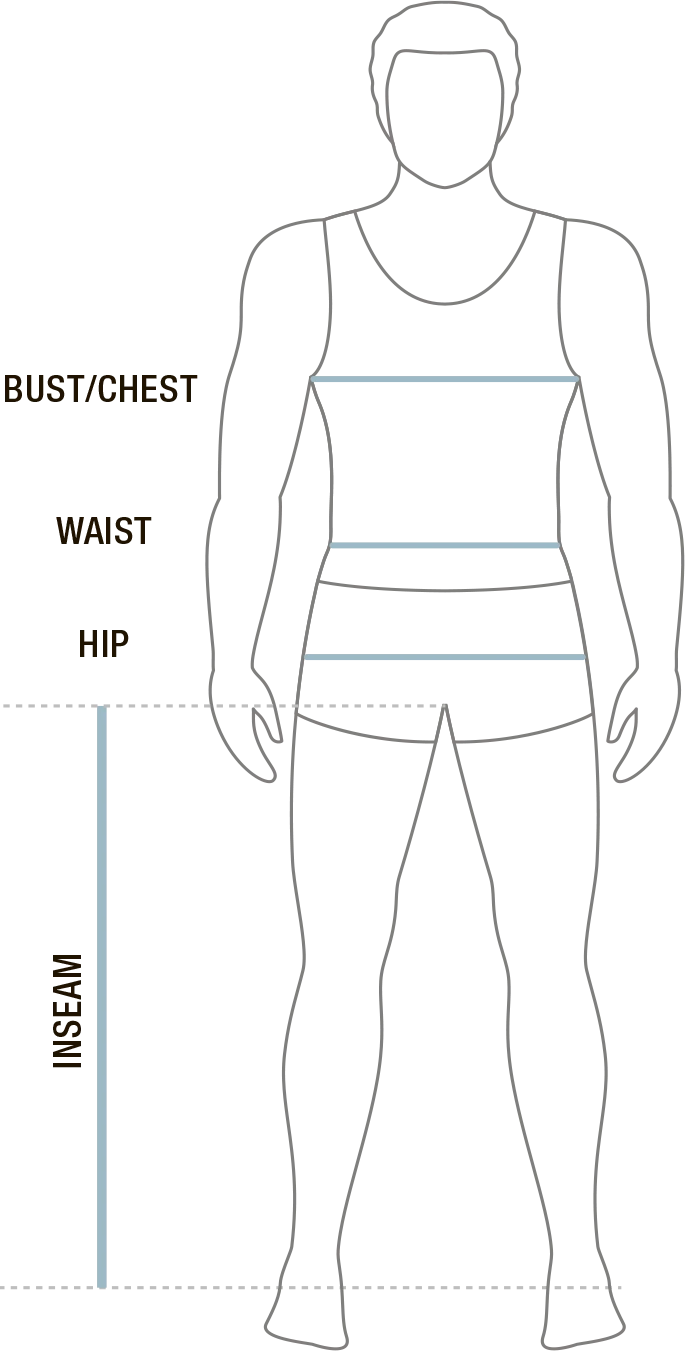 Wink Mens size body measurement locations