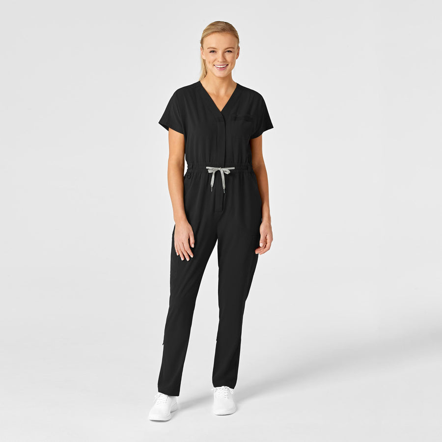 RENEW Women's Zip Front Scrub Jumpsuit - Black