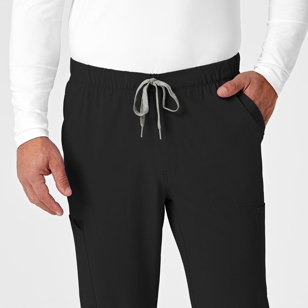 mens scrub jogger pant - black waistband view