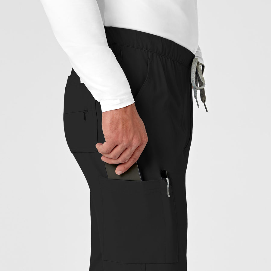 mens scrub jogger pant - black pocket view