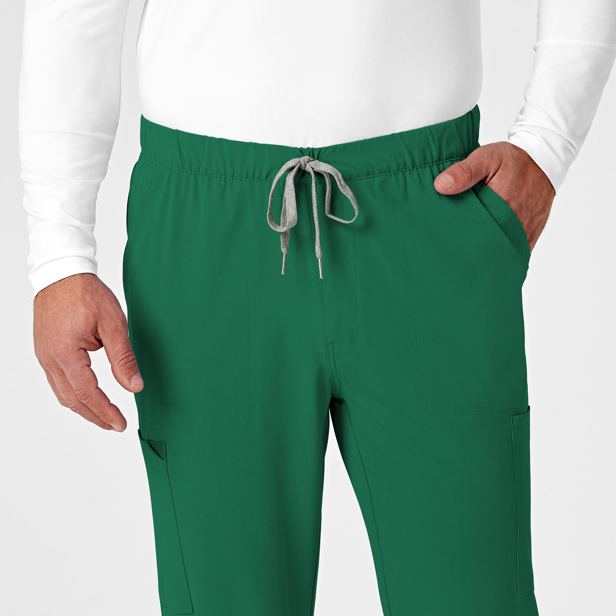 mens scrub jogger pant - hunter green waistband detail