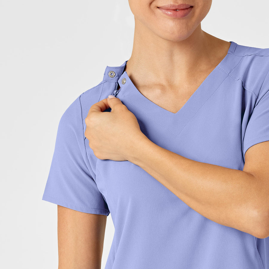 RENEW Women's Zip Accent Scrub Top - Ceil Blue