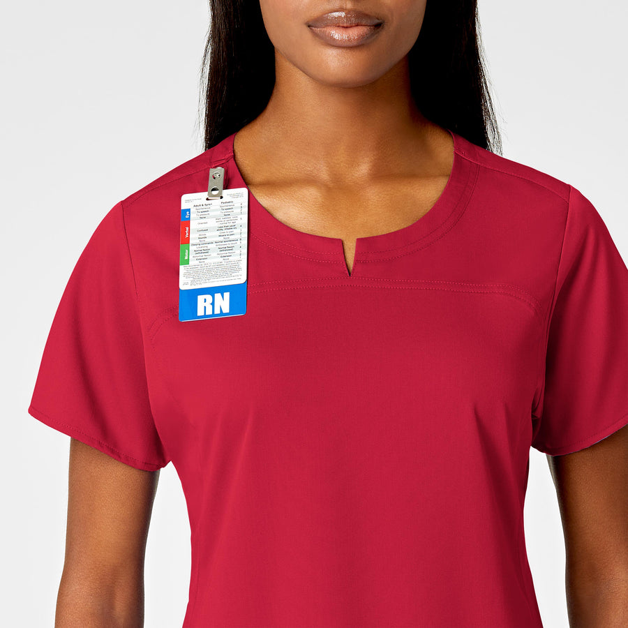 PRO Women's 4 Pocket Notch Neck Scrub Top - Red