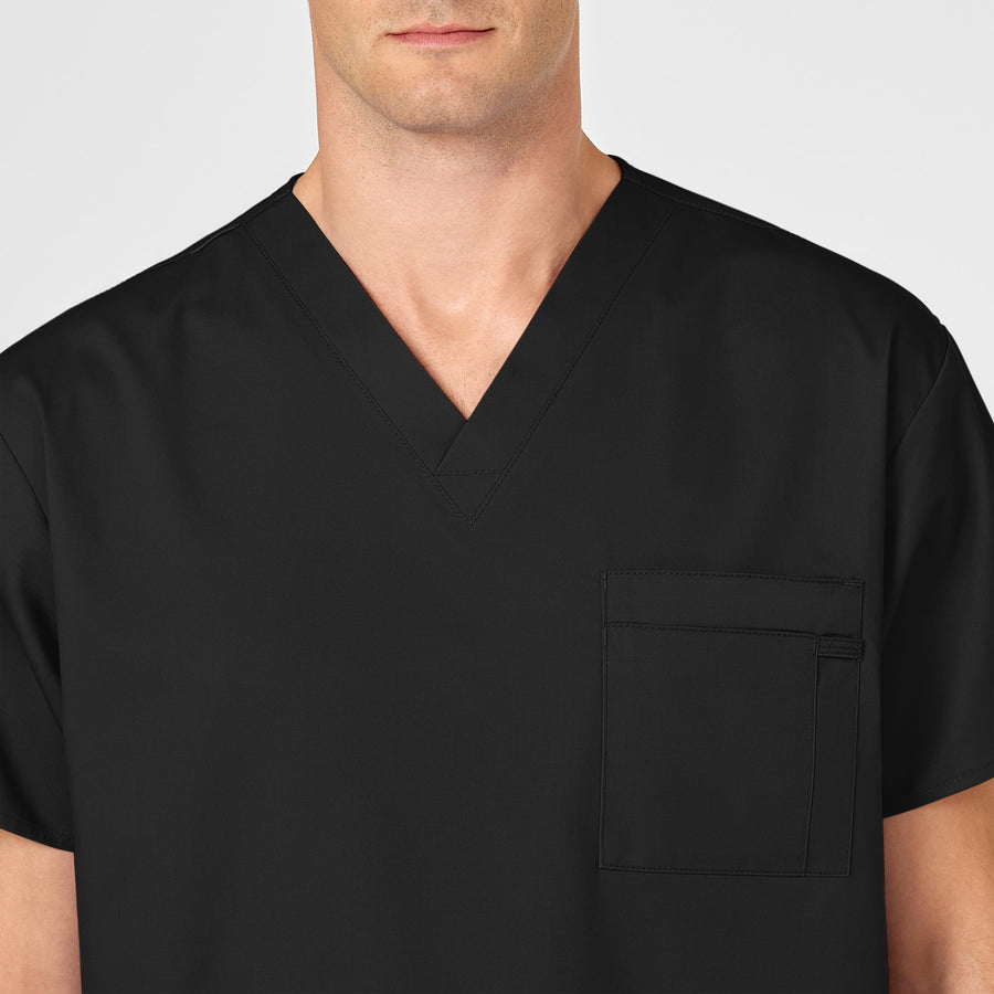 WonderWORK Unisex V-Neck Scrub Top Black back detail