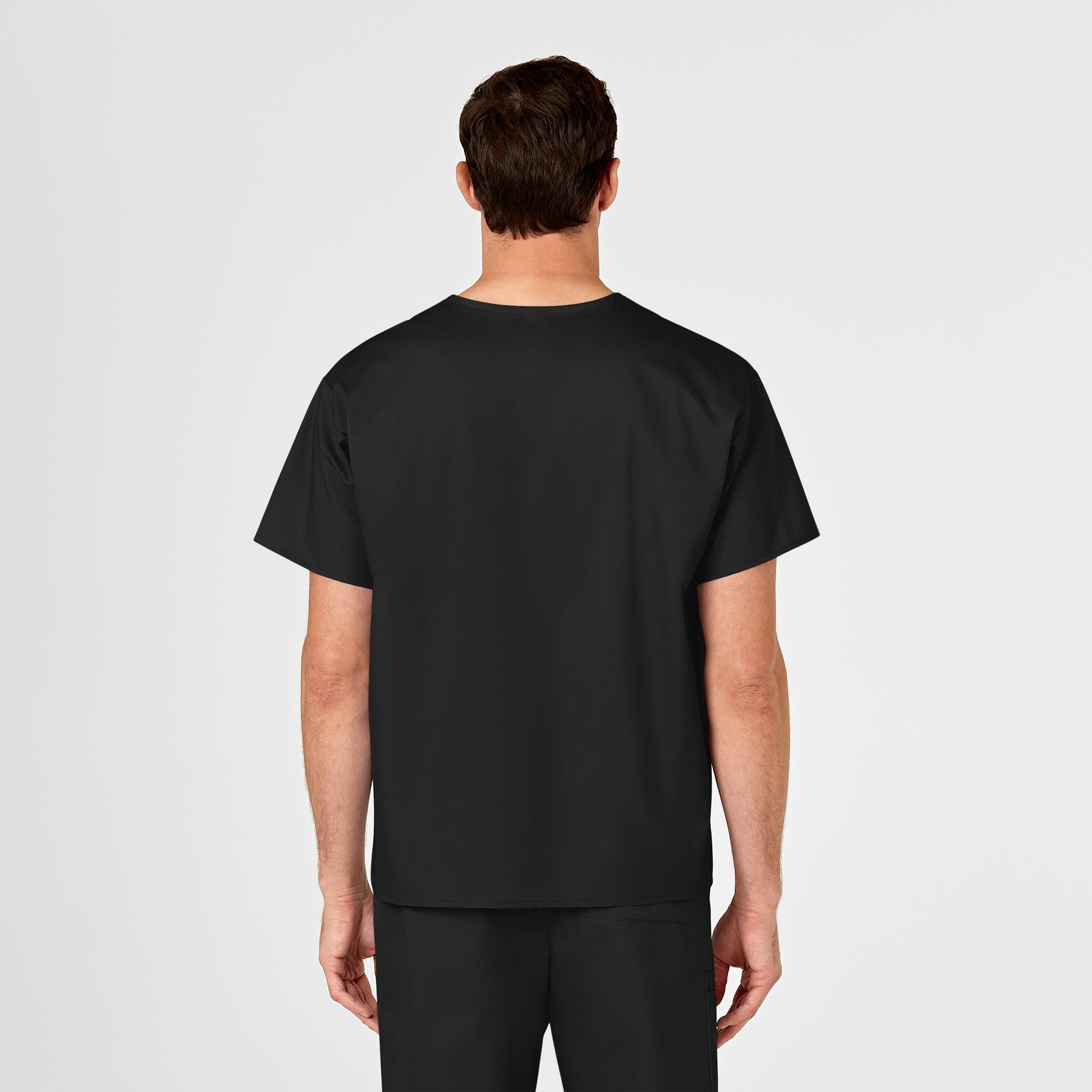 WonderWORK Unisex V-Neck Scrub Top Black back view