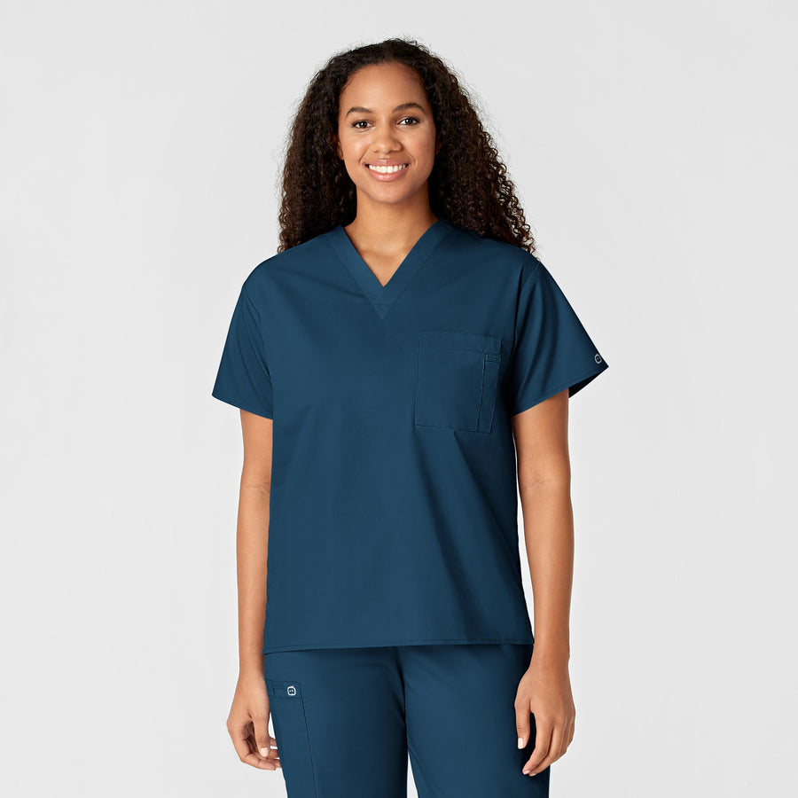 Wink WonderWORK Unisex V-Neck Scrub Top Caribbean Blue