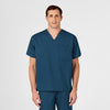 WonderWORK Unisex V-Neck Scrub Top Caribbean Blue front detail