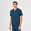 WonderWORK Unisex V-Neck Scrub Top Caribbean Blue side detail 2