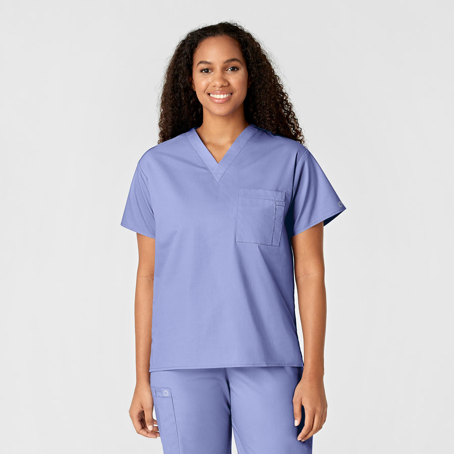 Wink WonderWORK Unisex V-Neck Scrub Top Ceil Blue