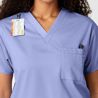 WonderWORK Unisex V-Neck Scrub Top - Ceil Blue