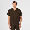 WonderWORK Unisex V-Neck Scrub Top Chocolate front detail