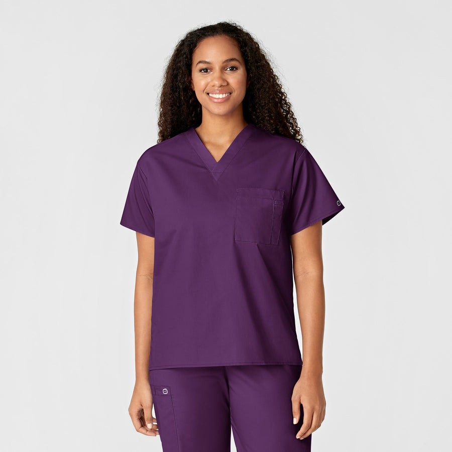 Wink WonderWORK Unisex V-Neck Scrub Top Eggplant