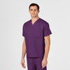 WonderWORK Unisex V-Neck Scrub Top Eggplant side detail 2