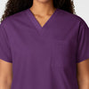 WonderWORK Unisex V-Neck Scrub Top Eggplant hemline detail