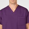 WonderWORK Unisex V-Neck Scrub Top Eggplant back detail