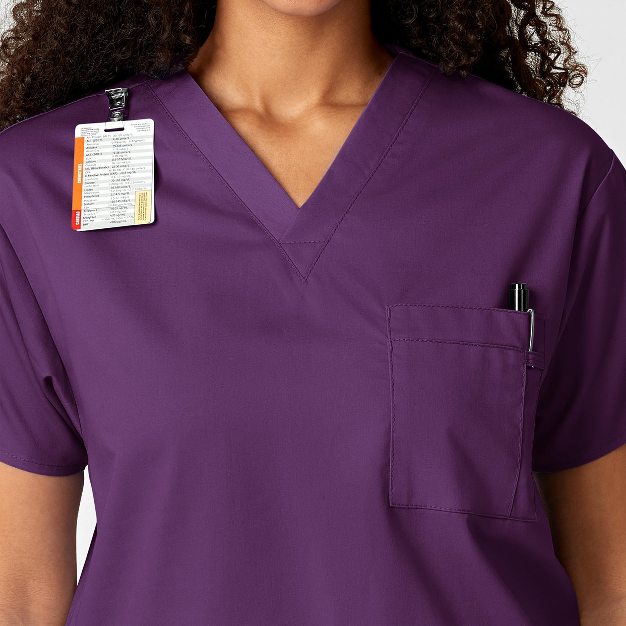 WonderWORK Unisex V-Neck Scrub Top - Eggplant