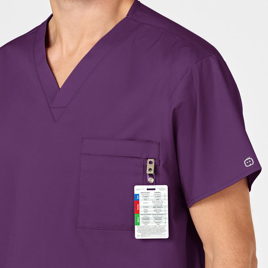 WonderWORK Unisex V-Neck Scrub Top - Eggplant