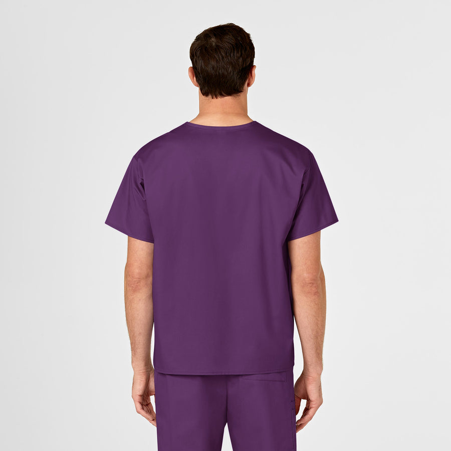 WonderWORK Unisex V-Neck Scrub Top Eggplant back view