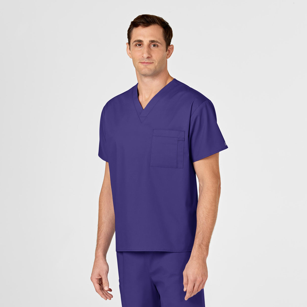 WonderWORK Unisex V-Neck Scrub Top Grape side detail 2