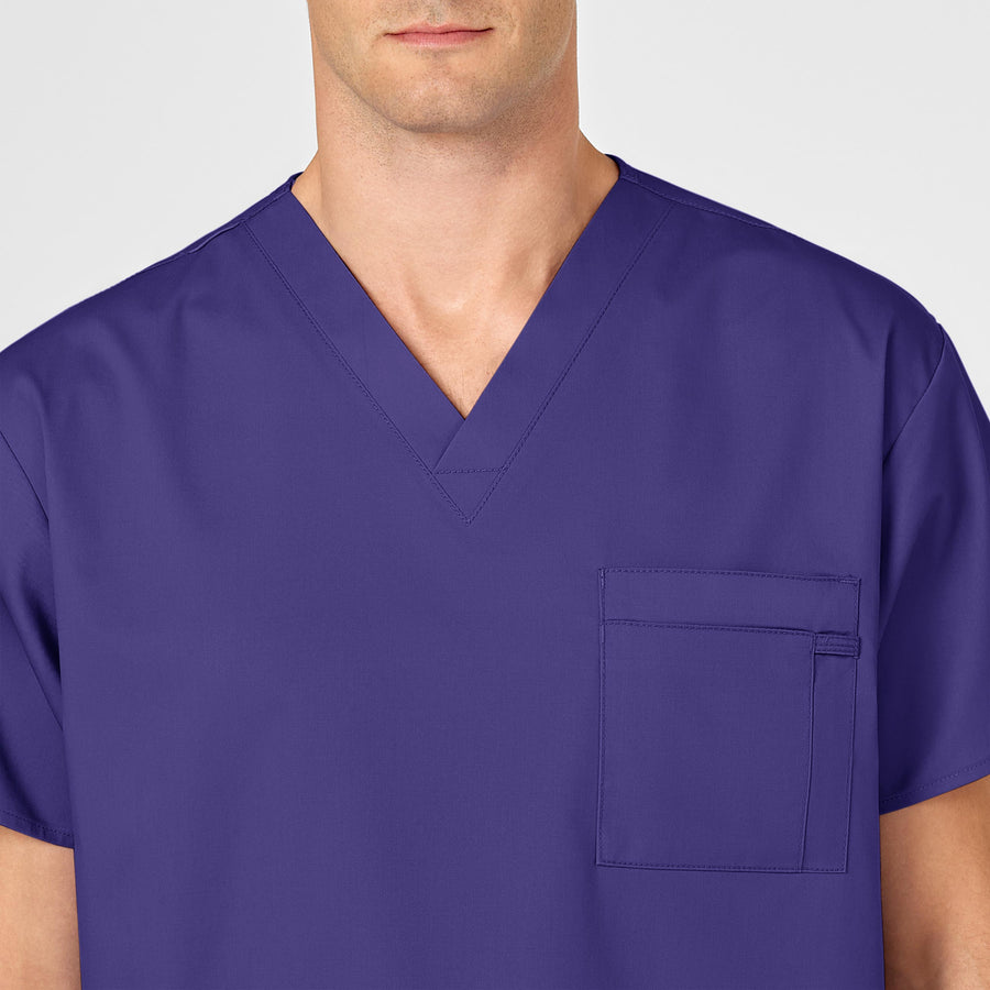 WonderWORK Unisex V-Neck Scrub Top Grape back detail