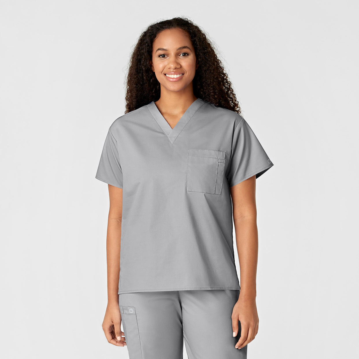 Wink WonderWORK Unisex V-Neck Scrub Top Grey