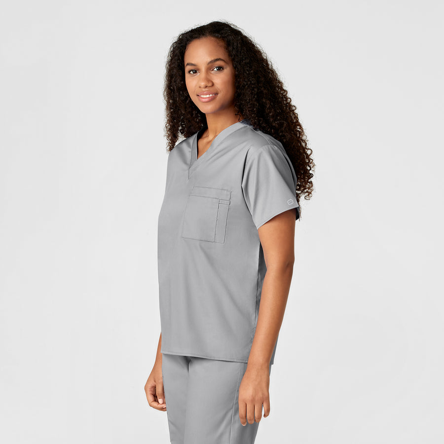 WonderWORK Unisex V-Neck Scrub Top Grey side view