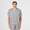 WonderWORK Unisex V-Neck Scrub Top Grey front detail