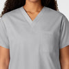 WonderWORK Unisex V-Neck Scrub Top Grey hemline detail